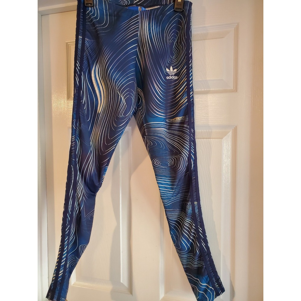 Adidas Originals Geology Wavy Print Mid Rise Stretch Leggings Running Pants 12